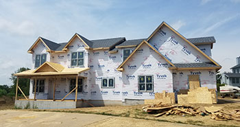 A two-story house under construction