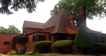 Outside a house with trees