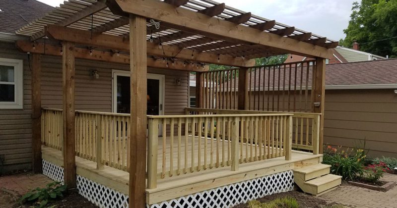 Angled Front View Deck With Pergola