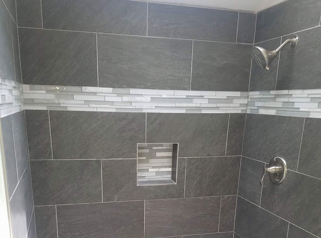 Inset With Gray Tile Shower