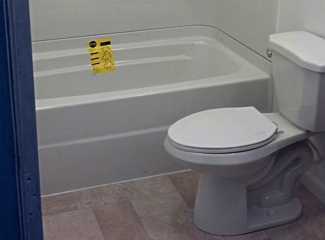 A new bathtub with a label