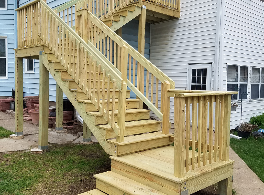 A wooden staircase