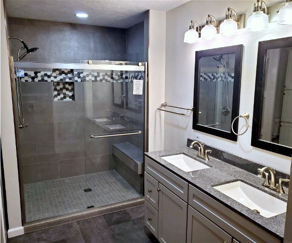 Custom Bathroom Remodel With Grey Pearl Theme - Wilson Construction