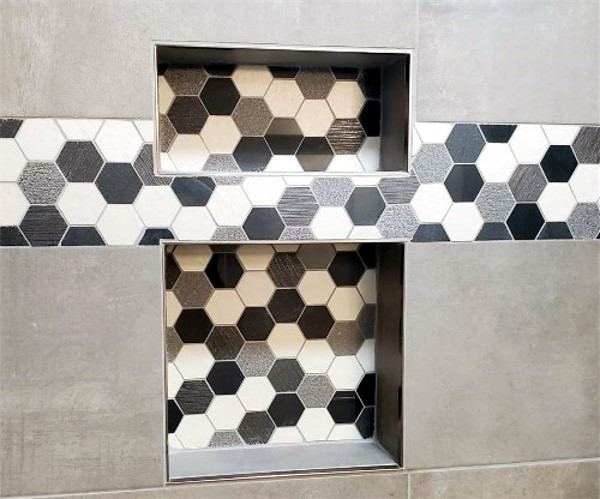 A hexagon pattern on tiles