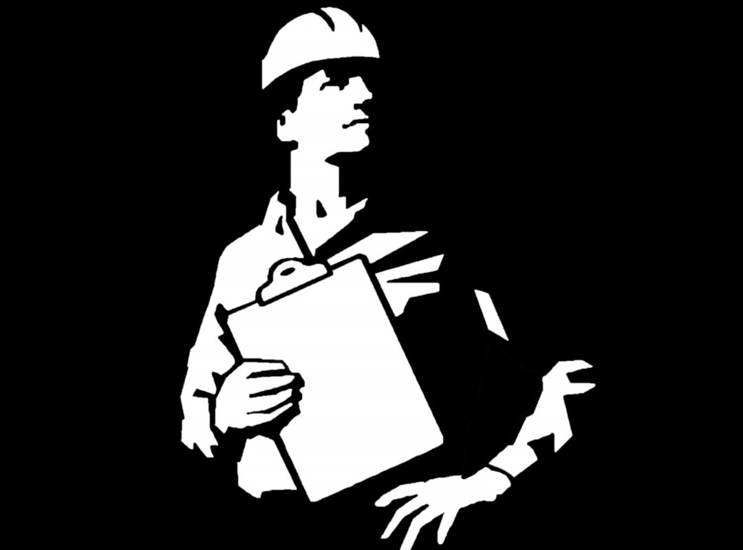 A black and white image of a man holding papers.